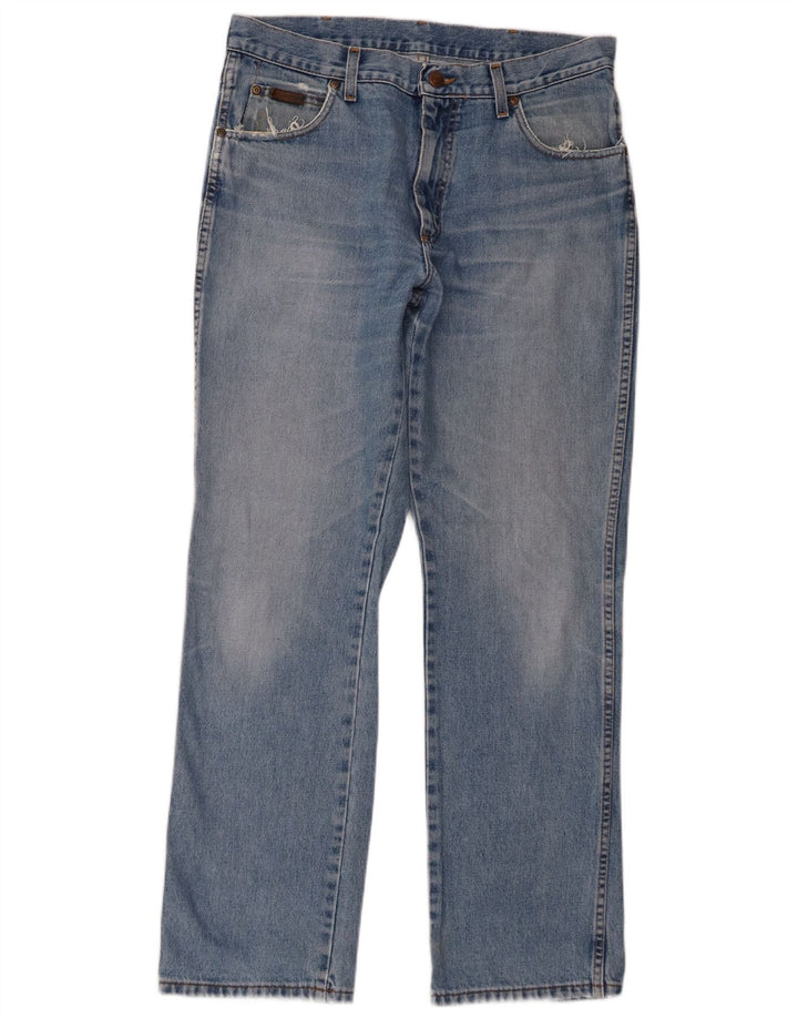 Wrangler masculino regular fit jeans reto W34 L32 algodão azul