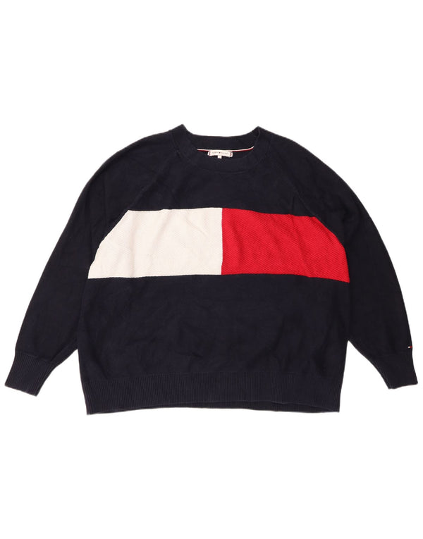 Suéter feminino TOMMY HILFIGER com gola canoa IT 48 XL azul marinho