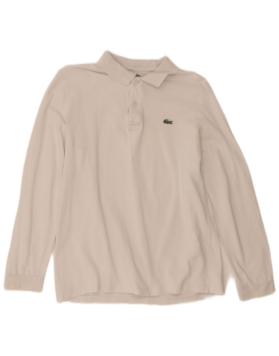 Camisa polo masculina de manga comprida Lacoste tamanho 4 médio algodão branco