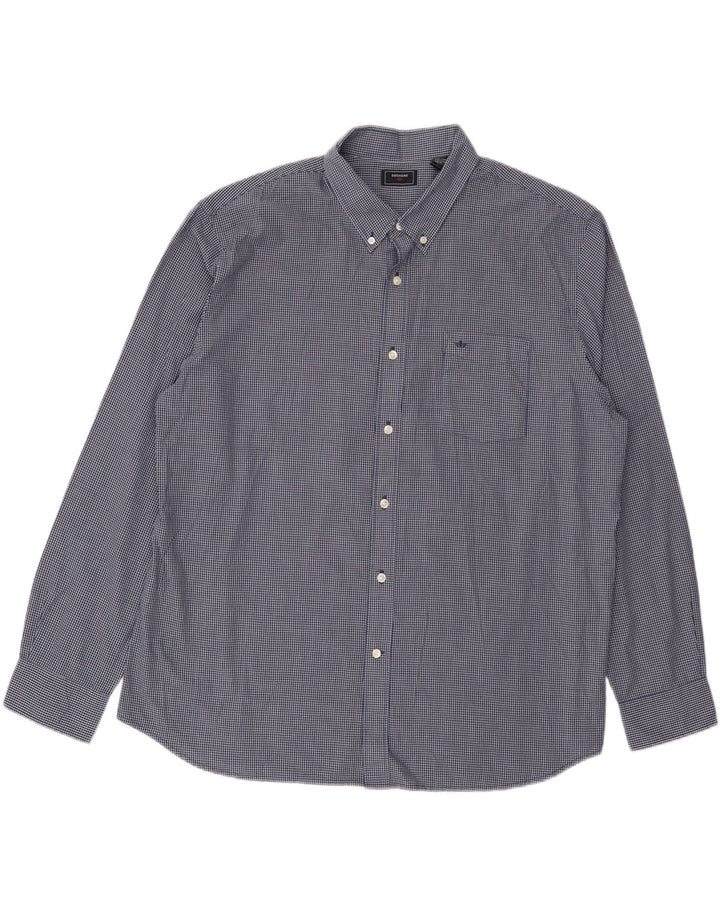 DOCKERS Mens Flannel Shirt 2XL Navy Blue Check Cotton