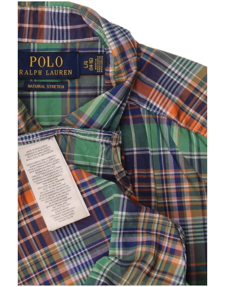 POLO RALPH LAUREN Camisa masculina 14-15 anos grande algodão xadrez multicolorido