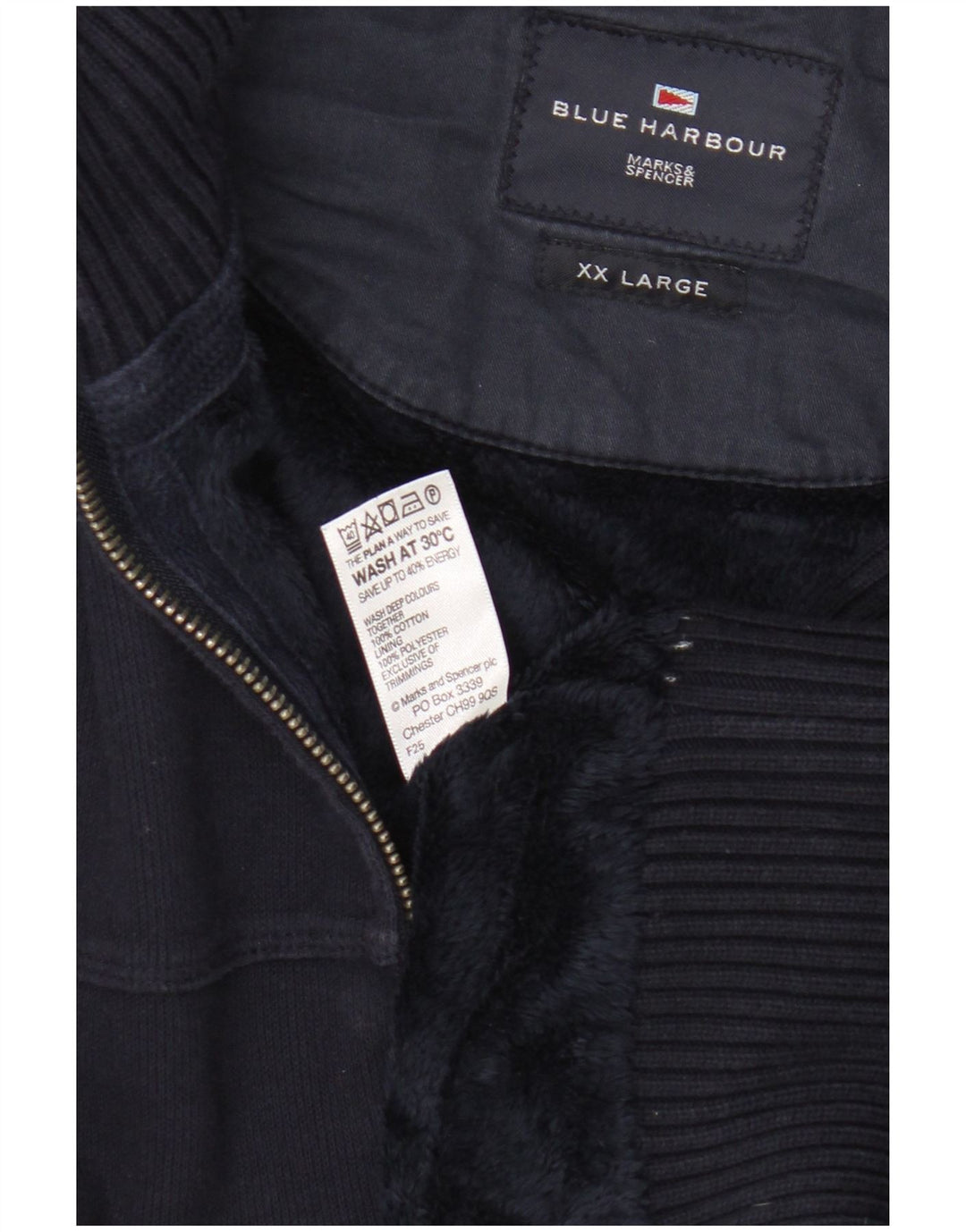 Jaqueta masculina de treino Marks & Spencer Blue Harbor 2XL algodão azul marinho