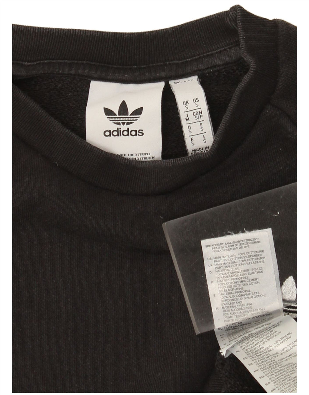 Adidas Mens Moletom Jumper Pequeno Algodão Preto