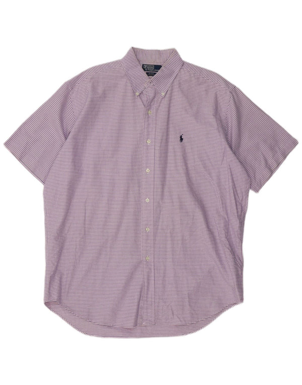 Camisa masculina de manga curta POLO RALPH LAUREN Blake grande guingão roxo