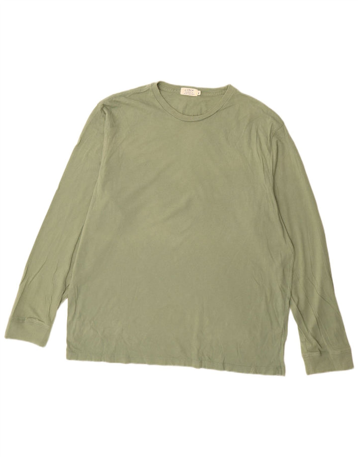 J. CREW Masculino quebrado em top manga comprida XL verde