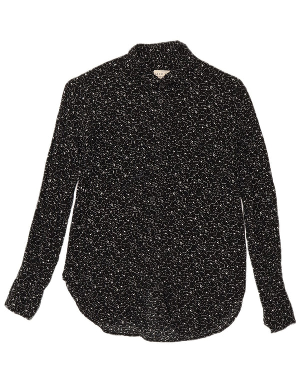 Camisa feminina de manga comprida Jack Wills Boyfriend Fit UK 6 XS preta geométrica