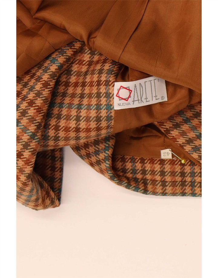 Jaqueta blazer feminina vintage com peito duplo IT 42 Houndstooth marrom médio