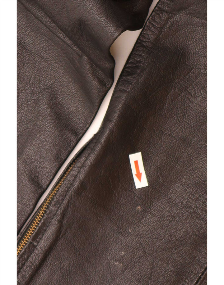 Calças de couro finas femininas vintage grandes W30 L28 couro preto