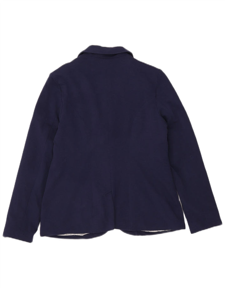 Jaqueta blazer feminina Laura Ashley com 1 botão Reino Unido 14 grande algodão azul marinho