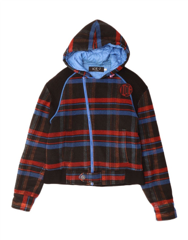 Jaqueta bomber masculina com capuz Iceberg IT 52 XL poliéster xadrez preto