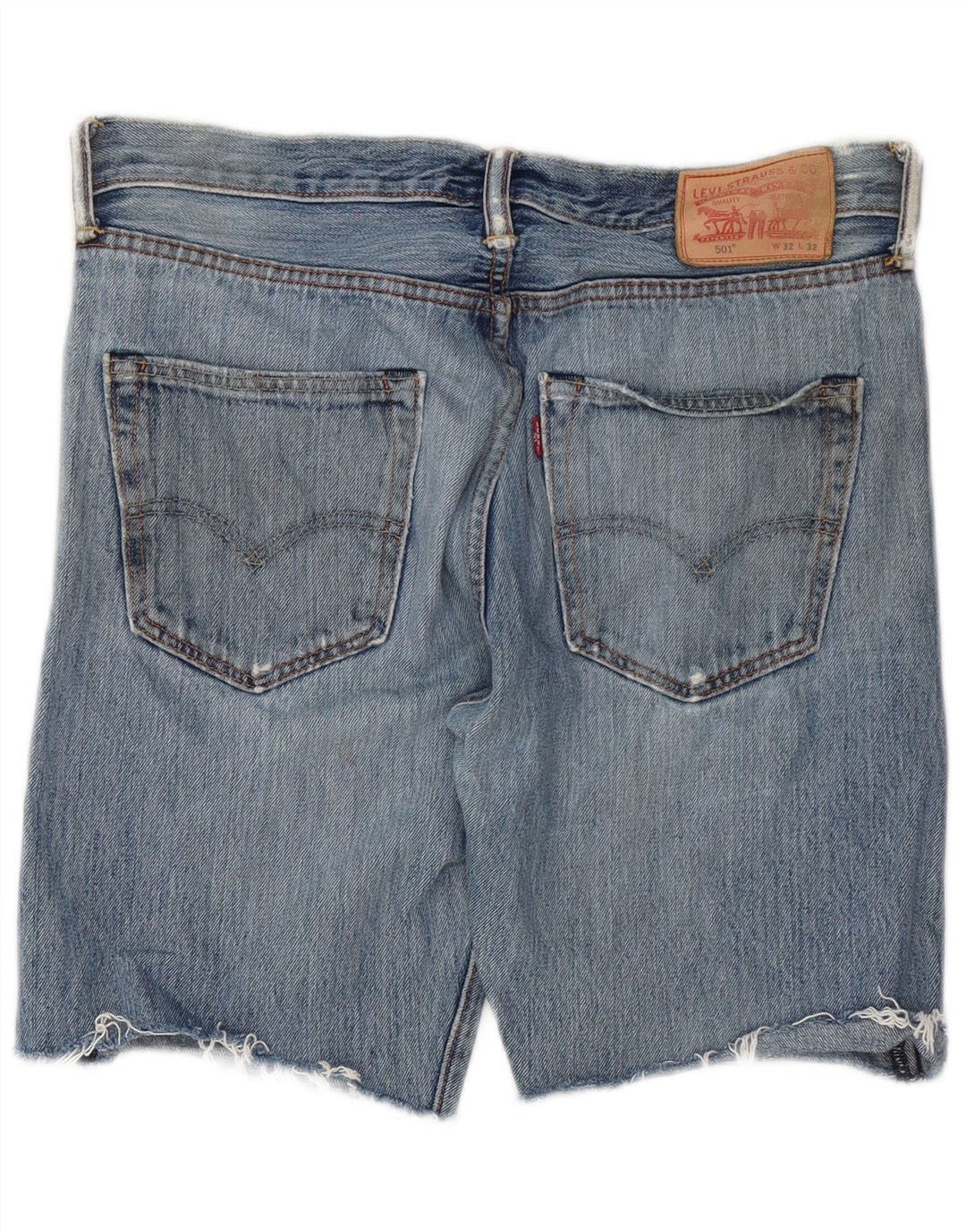 Shorts jeans masculino Levi's 501 Distressed W32 algodão azul médio