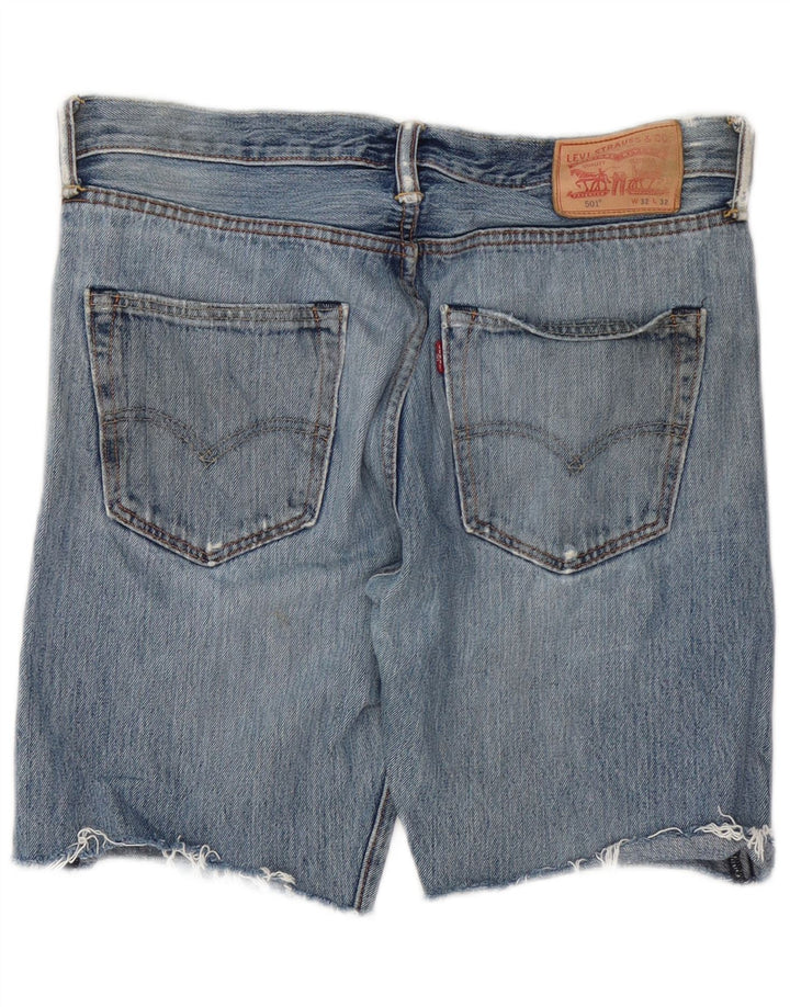 Shorts jeans masculino Levi's 501 Distressed W32 algodão azul médio