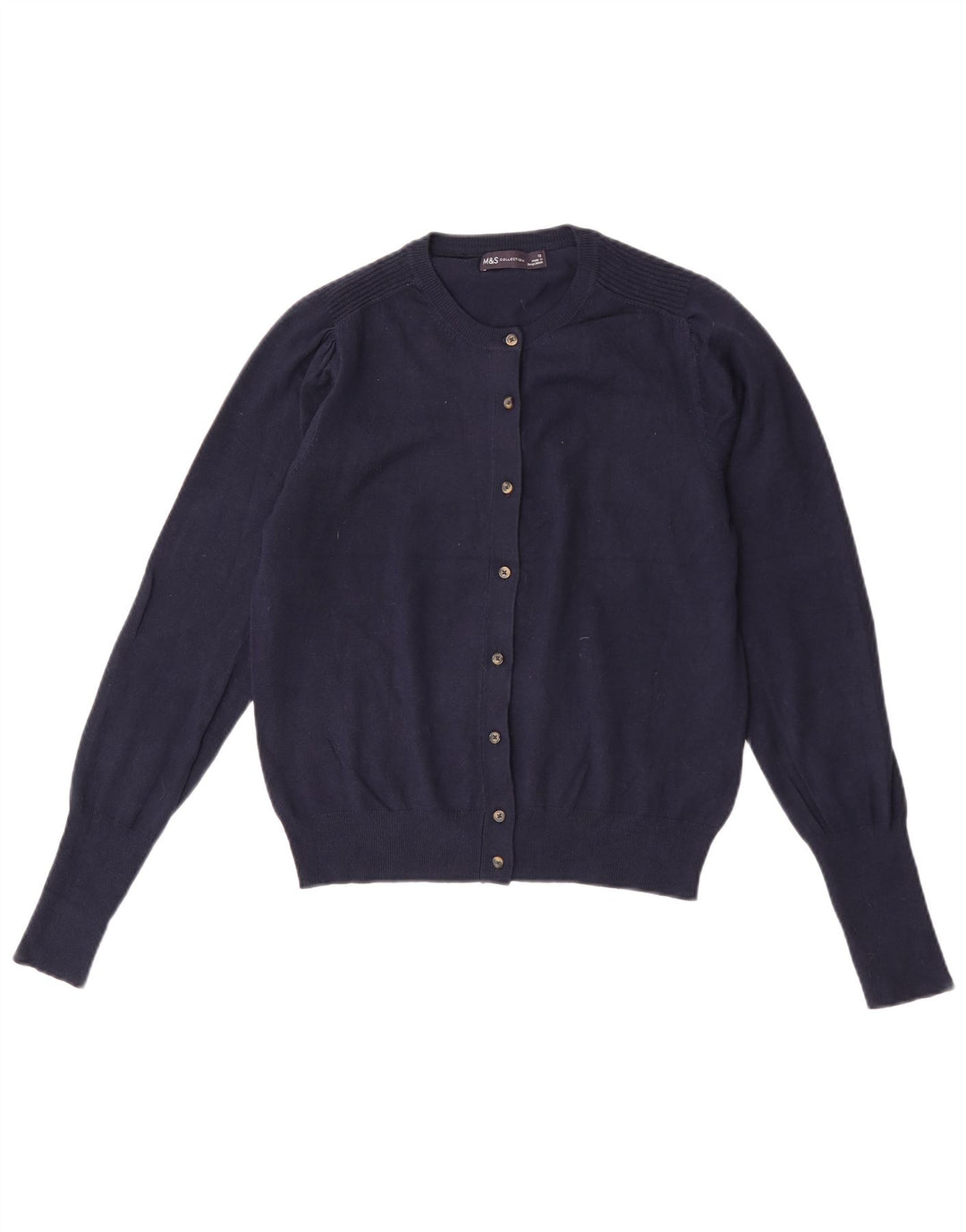 Suéter cardigã feminino Marks & Spencer UK 12 viscose azul marinho médio