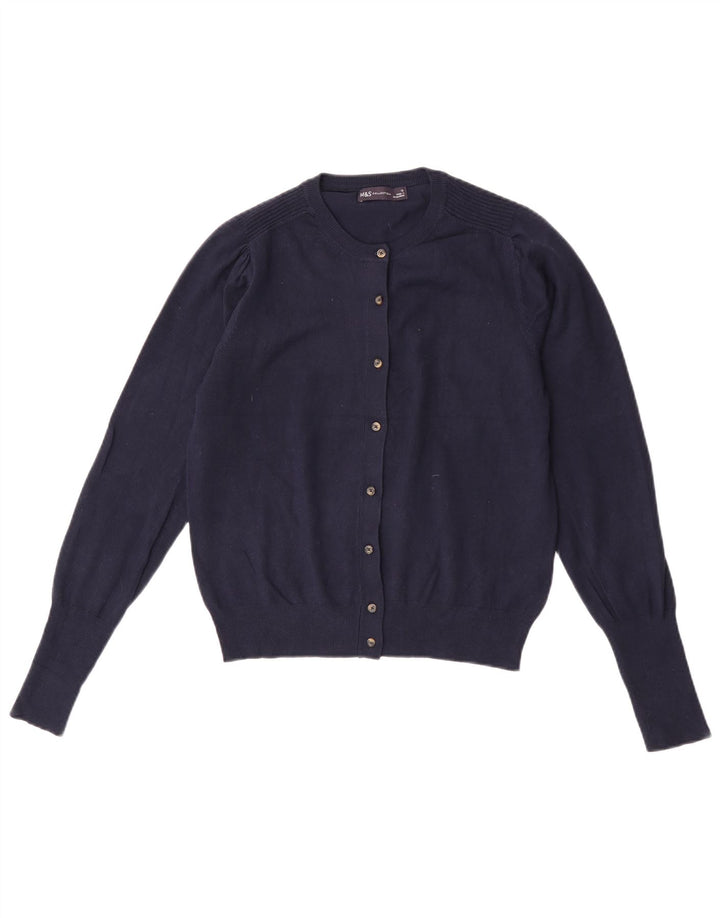Suéter cardigã feminino Marks & Spencer UK 12 viscose azul marinho médio