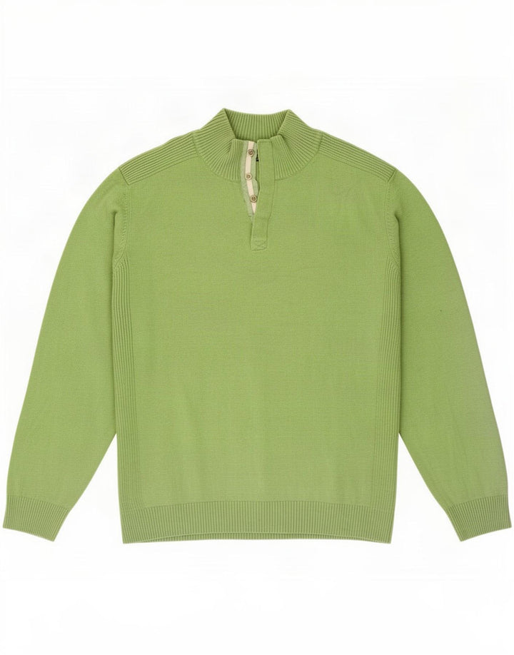 Suéter masculino Massimo Dutti com gola de botão 2XL algodão verde