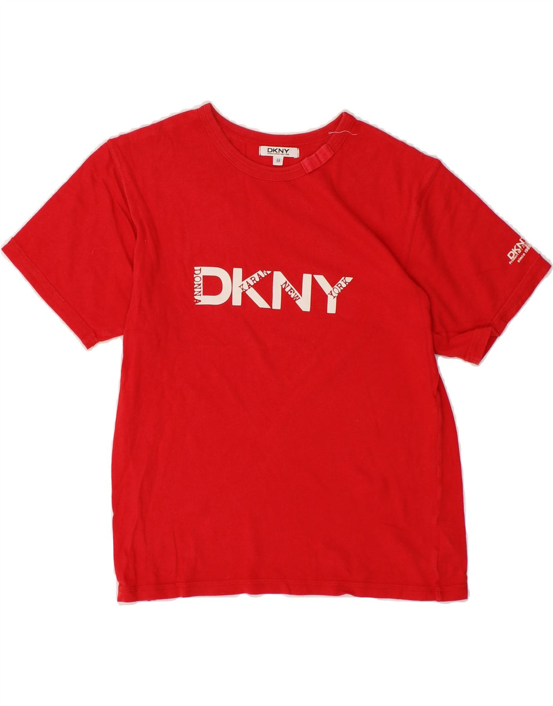 DKNY Girls Graphic T-Shirt Top 7-8 Years Red Cotton Vintage Dkny and Second-Hand Dkny from Messina Hembry 