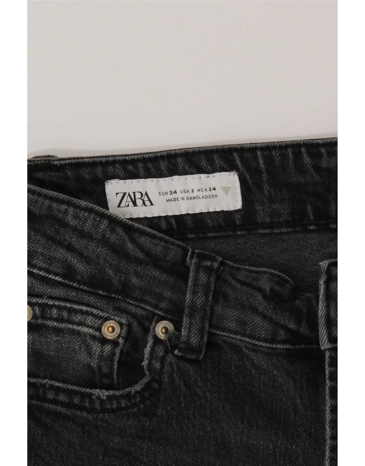 Calça jeans reta feminina Zara EU 34 2XS W24 L28 cinza