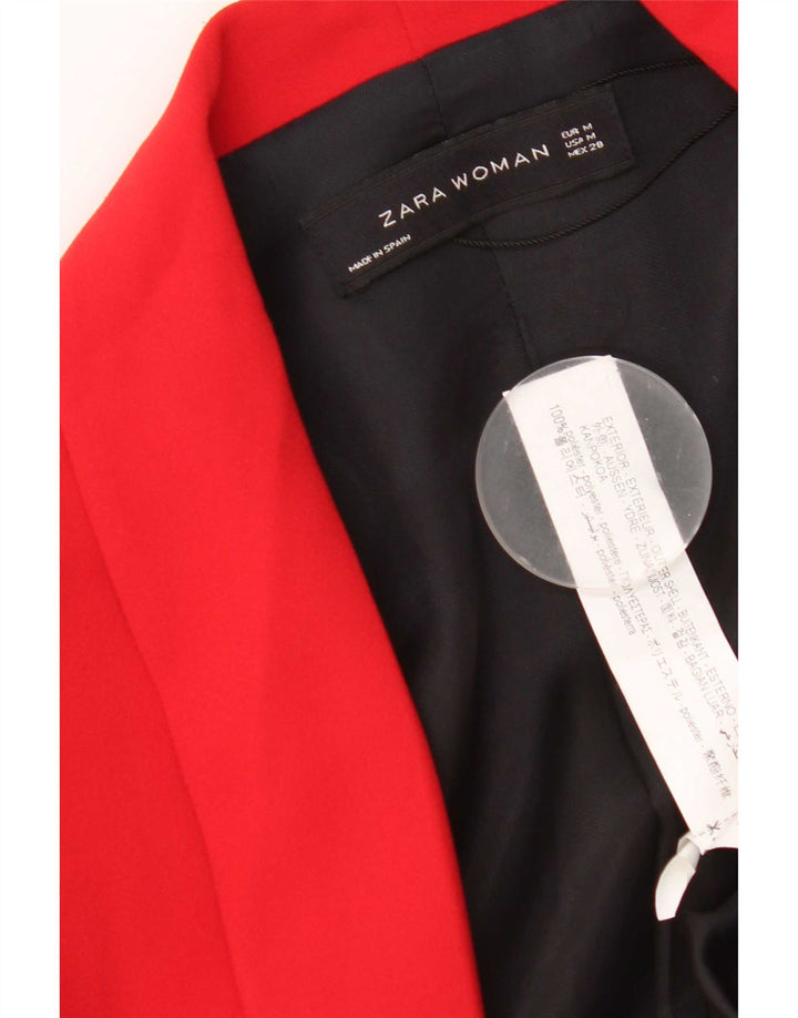 Zara Womens Blazer Jacket UK 14 Médio Vermelho Poliéster Clássico