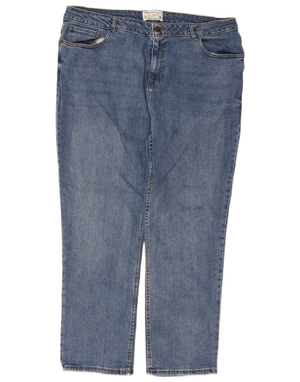 Fat Face Feminino Namorada Cintura Alta Jeans Slim Reino Unido 18 XL W38 L28 Azul