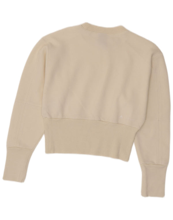 Adidas Womens Crop Sweatshirt Jumper UK 8/10 Pequeno Algodão Branco