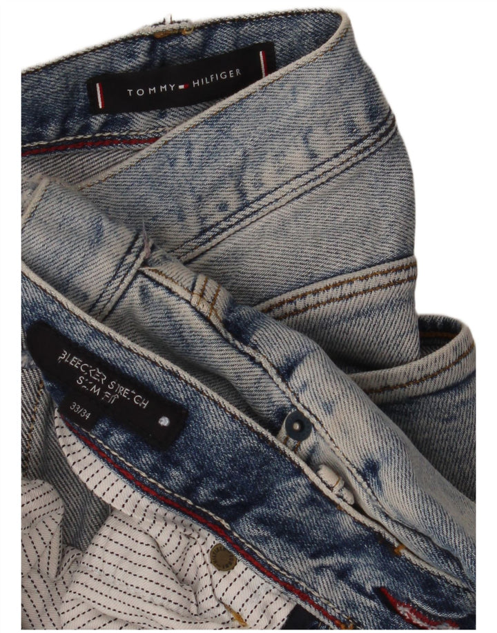Tommy Hilfiger Masculino Bleecker Slim Jeans W33 L34 Azul Algodão
