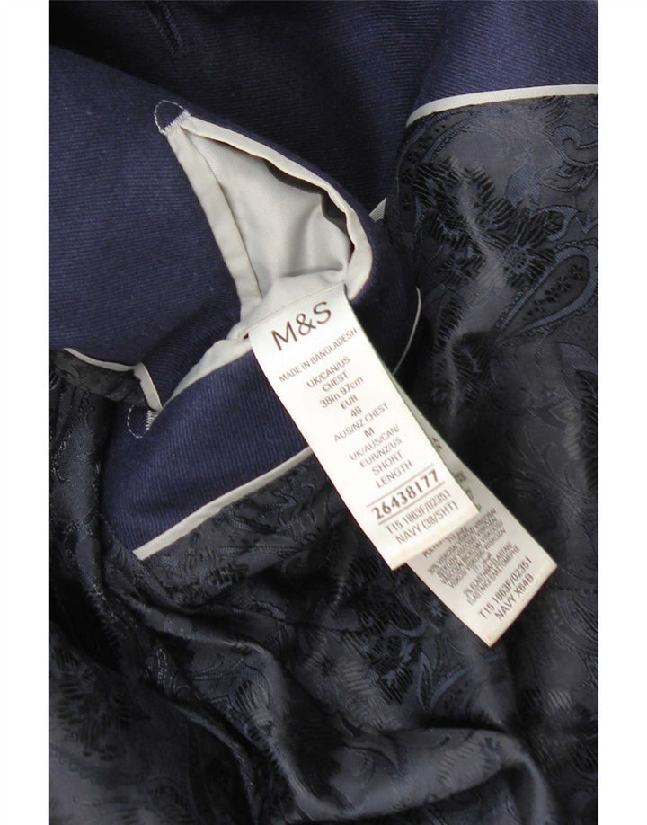 Jaqueta blazer masculina de 2 botões Marks & Spencer Reino Unido 38/40 azul marinho médio