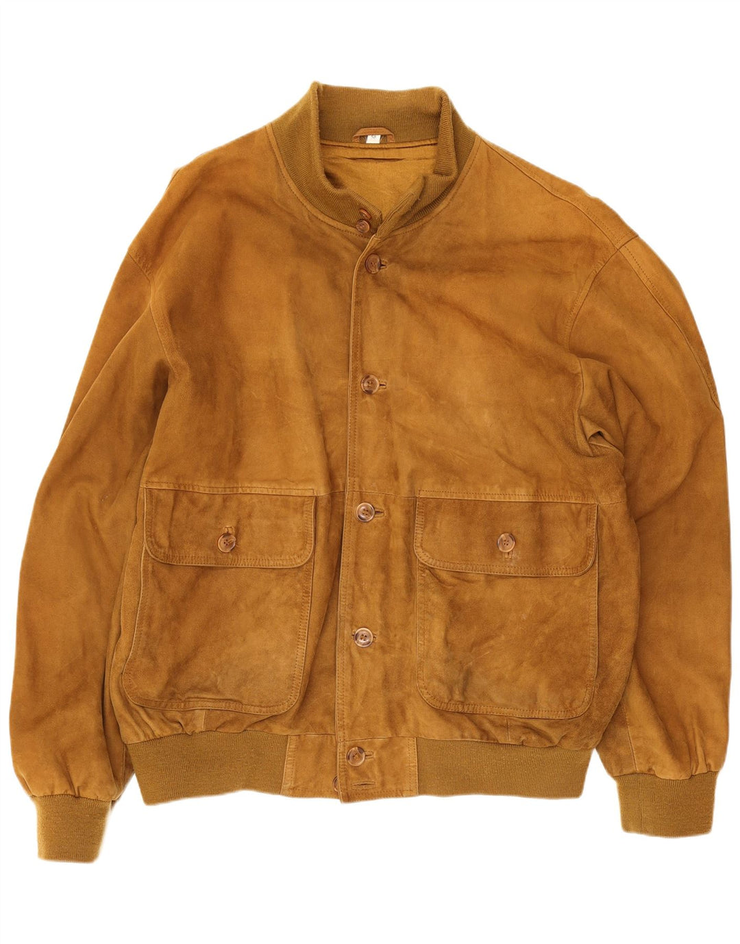 Jaqueta bomber masculina Zarro em camurça UK 44 2XL couro bege