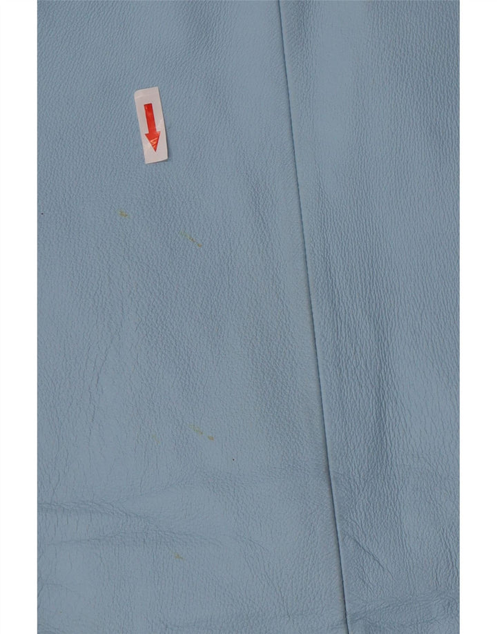 Jaqueta blazer de couro vintage feminina com 2 botões Reino Unido 16 couro azul grande