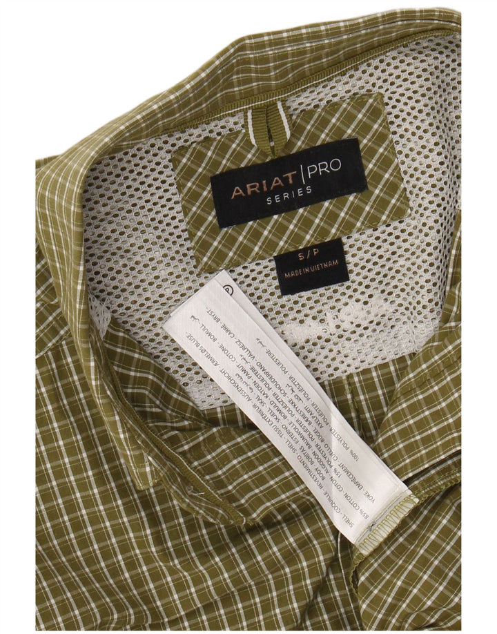 Camisa masculina Ariat pequena xadrez verde algodão