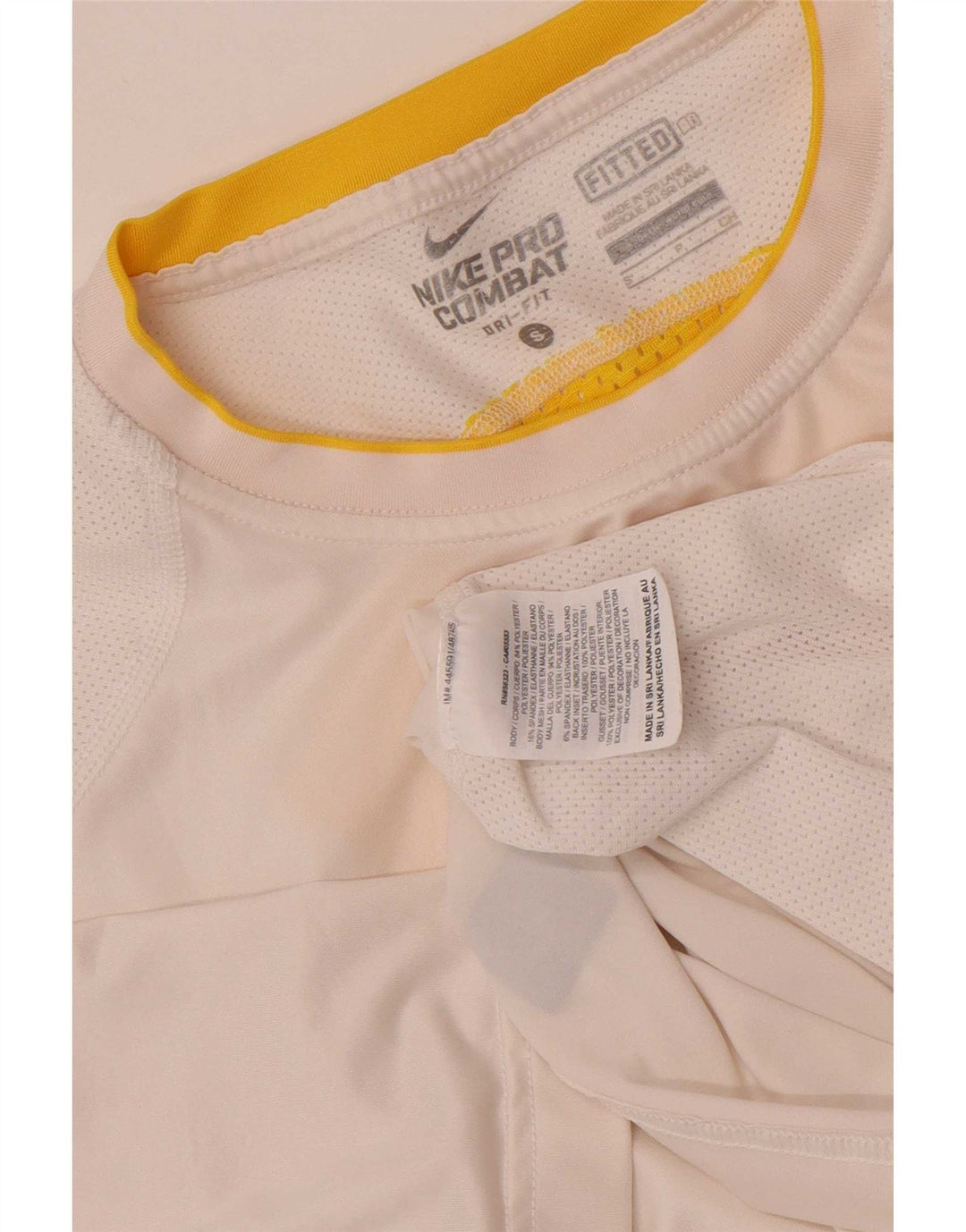 Camiseta masculina Nike Dri Fit Top pequeno branco colorblock poliéster