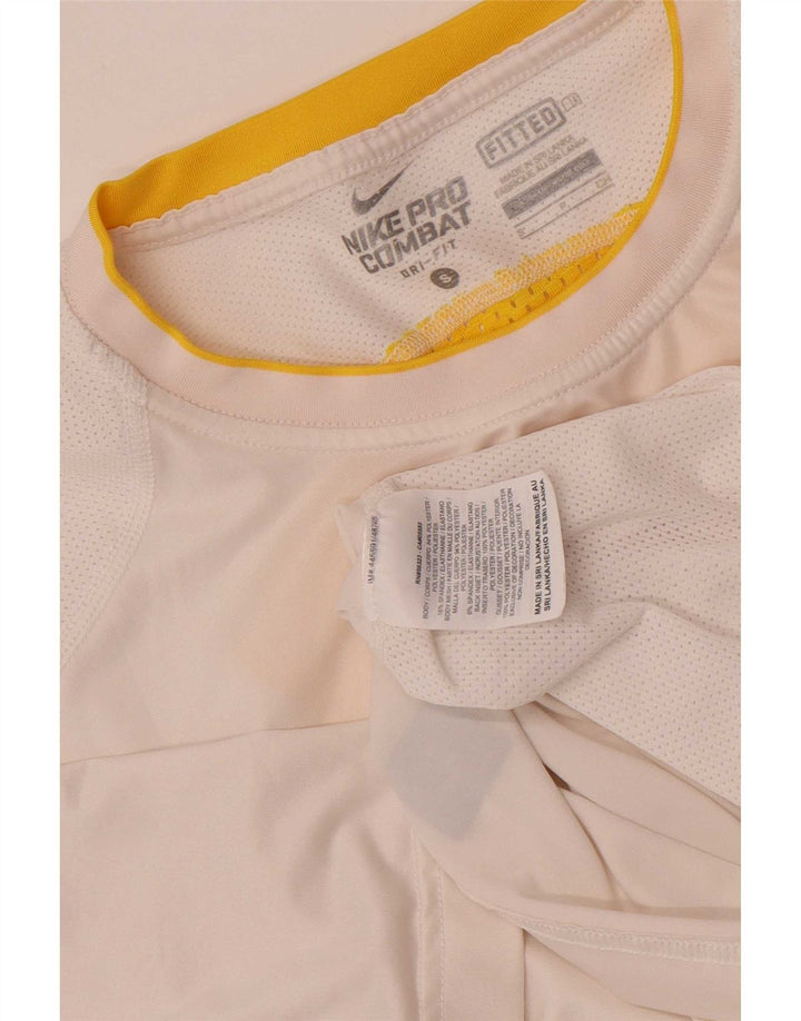 Camiseta masculina Nike Dri Fit Top pequeno branco colorblock poliéster