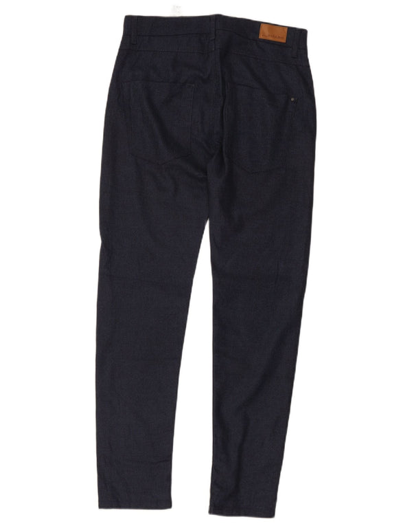 Zara Mens Slim Calça Casual EU 36 XS W29 L28 Azul Marinho Poliéster