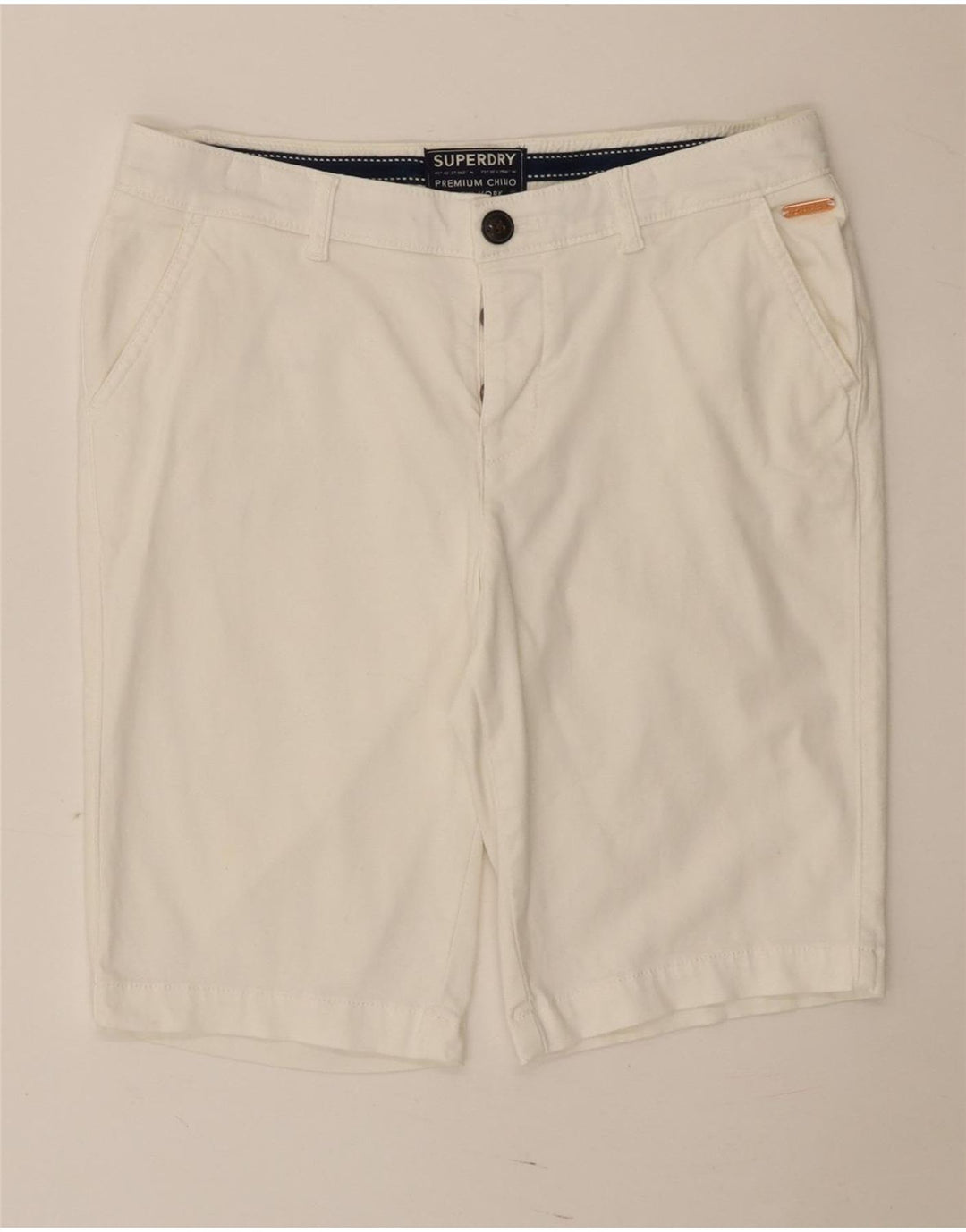 Shorts Chino Regular Feminino Superdry UK 10 Pequeno W30 Branco