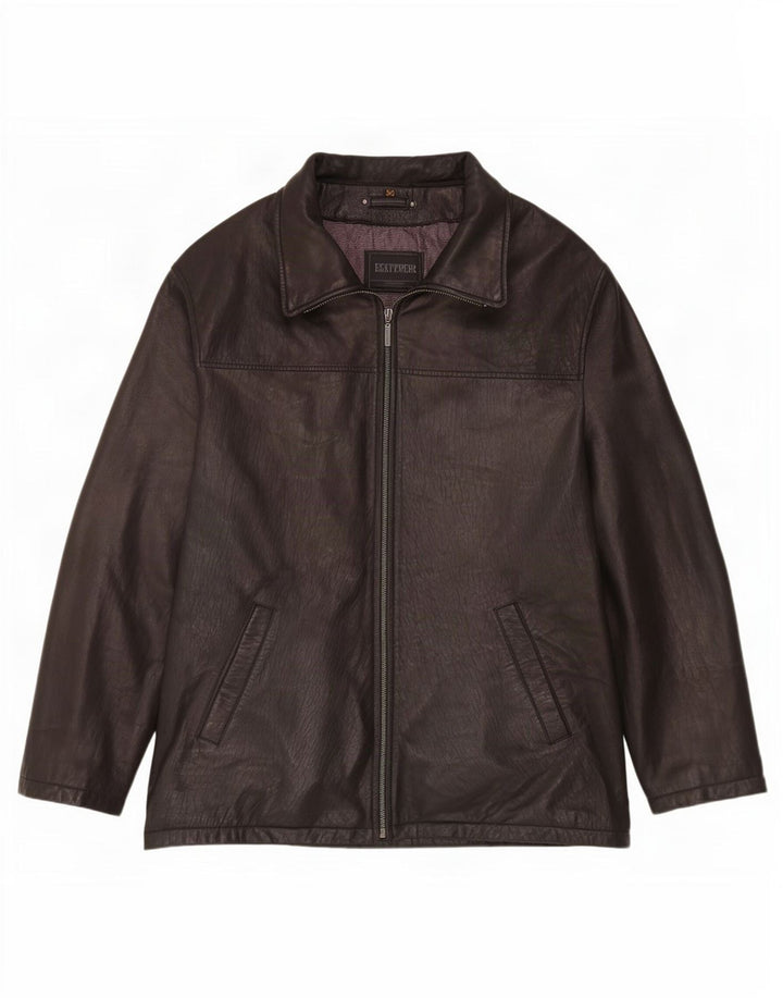 Jaqueta de couro masculina Trapper IT 50 grande preta