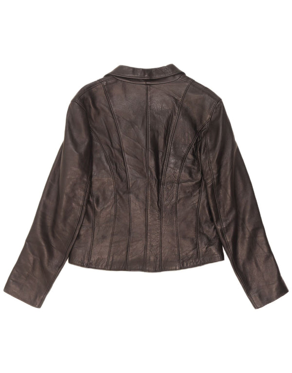 Jaqueta de couro feminina vintage IT 46 grande preta