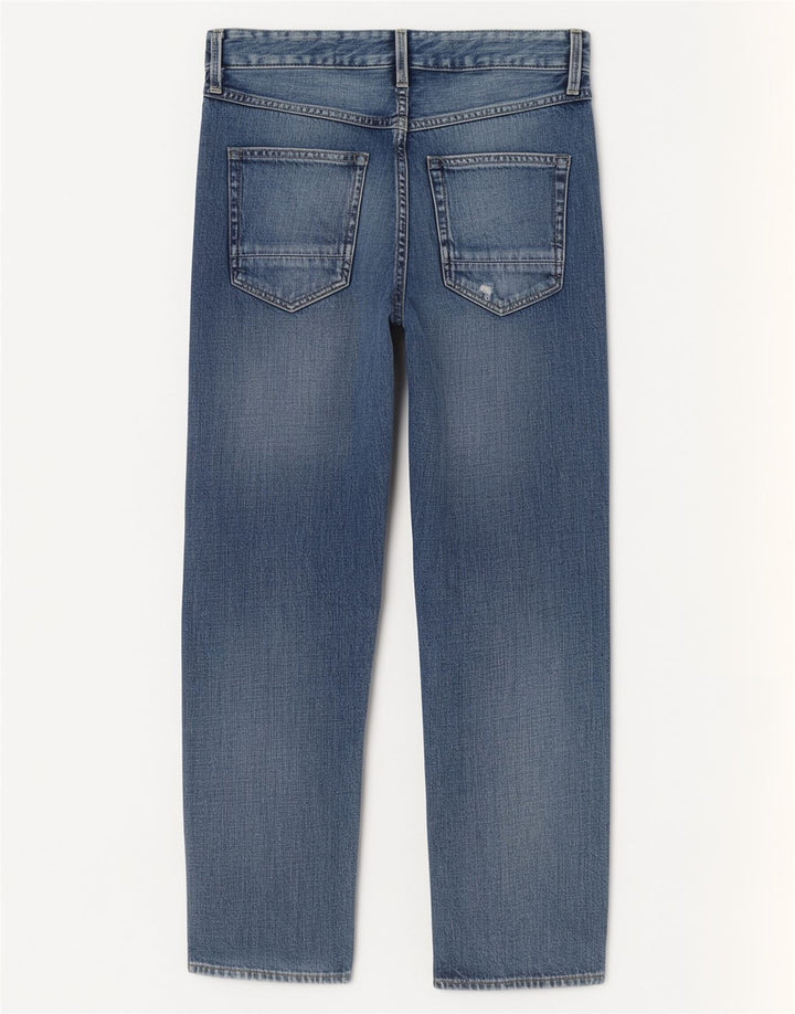 Calça jeans reta feminina G-Star desgastada W24 L30 algodão azul