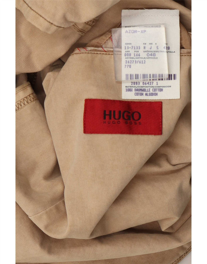 Hugo Boss Mens Jaqueta Blazer de 2 Botões EU 48 Algodão Bege Médio
