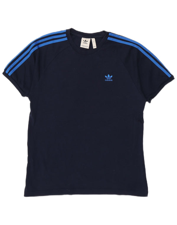 Camiseta masculina Adidas grande algodão azul marinho