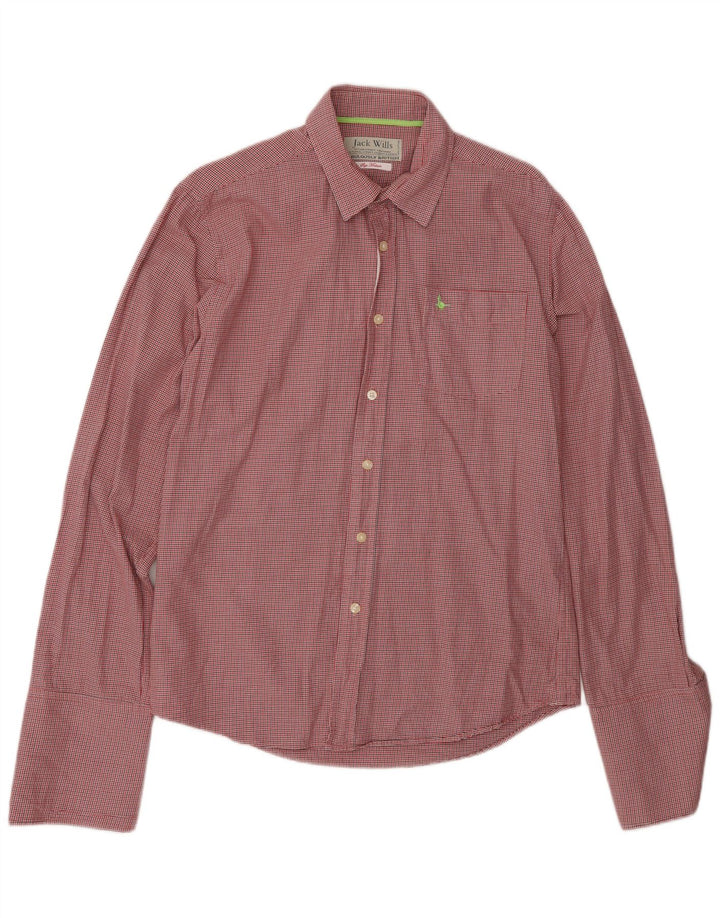 Camisa masculina JACK WILLS de algodão houndstooth vermelho médio