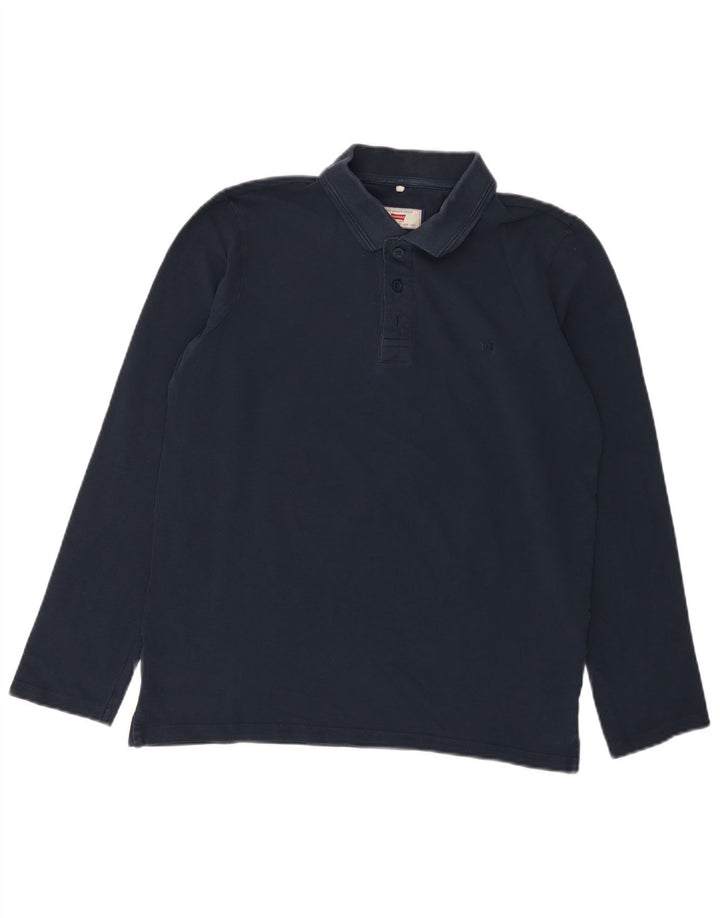 Camisa polo masculina regular de manga comprida Carrera médio algodão azul marinho