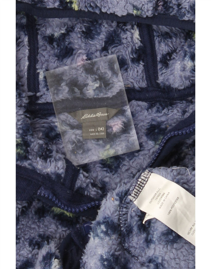 Jaqueta de lã com capuz para meninas EDDIE BAUER 13-14 anos grande azul estampa animal