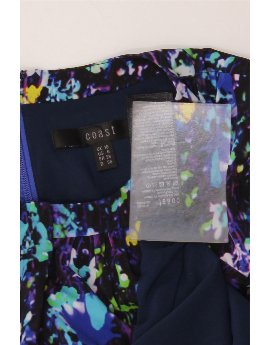 Vestido feminino COAST com bainha com padrão abstrato Reino Unido 10 pequeno multicolorido