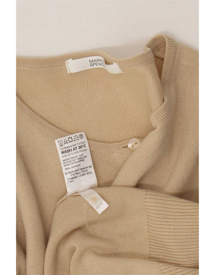 Suéter cardigã feminino Marks & Spencer UK 14 acrílico bege médio