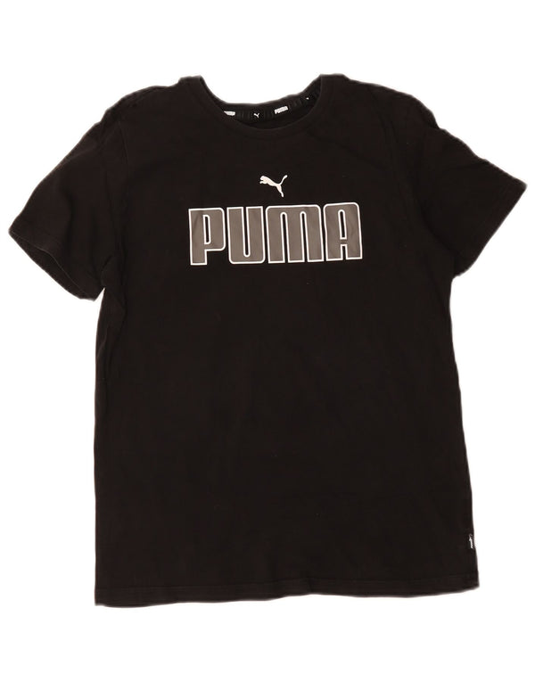 Puma camiseta feminina gráfica top UK 10 pequeno algodão preto