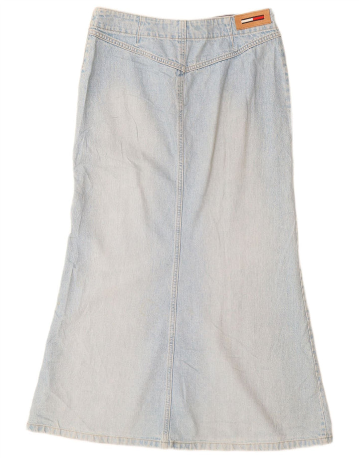 Saia jeans feminina de cintura alta TOMMY HILFIGER EUA 10 grande W30 algodão azul