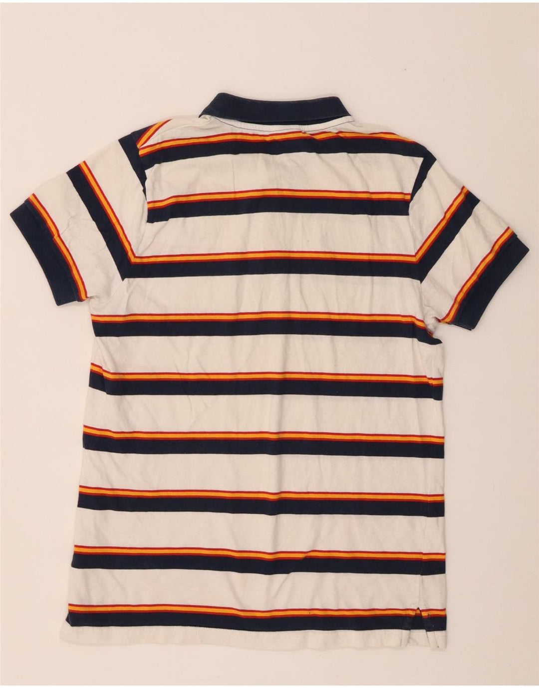 Camisa polo masculina Ellesse pequena listrada branca de algodão