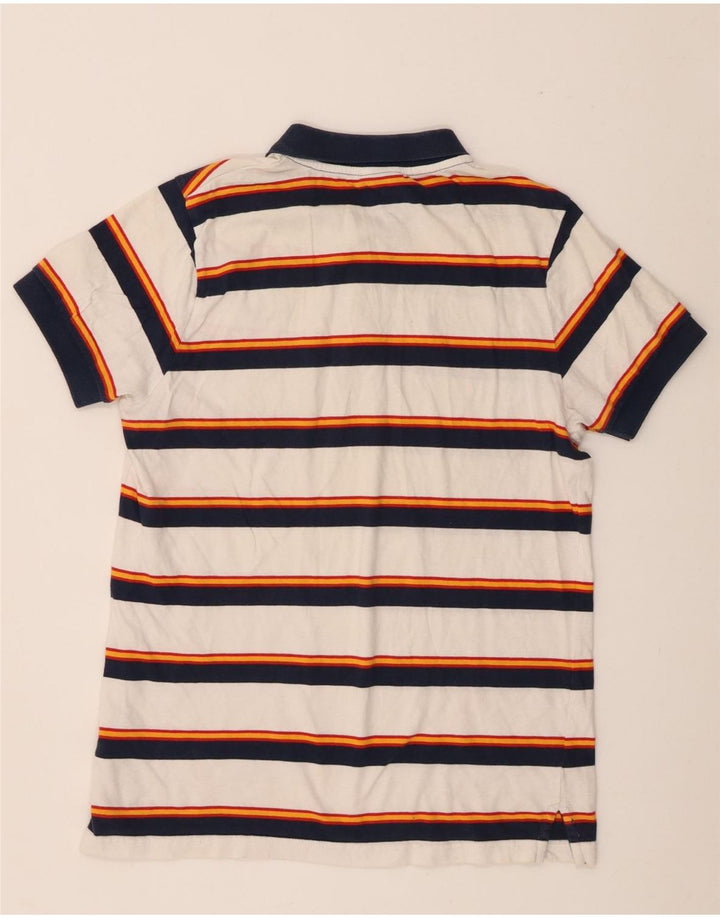 Camisa polo masculina Ellesse pequena listrada branca de algodão