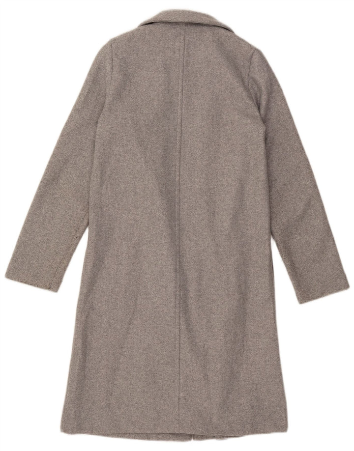 Sobretudo aberto feminino Zara UK 10 pequeno poliéster cinza