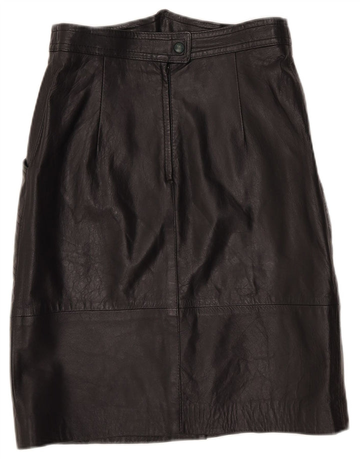 Saia de couro feminina vintage IT 42 médio W27 preta