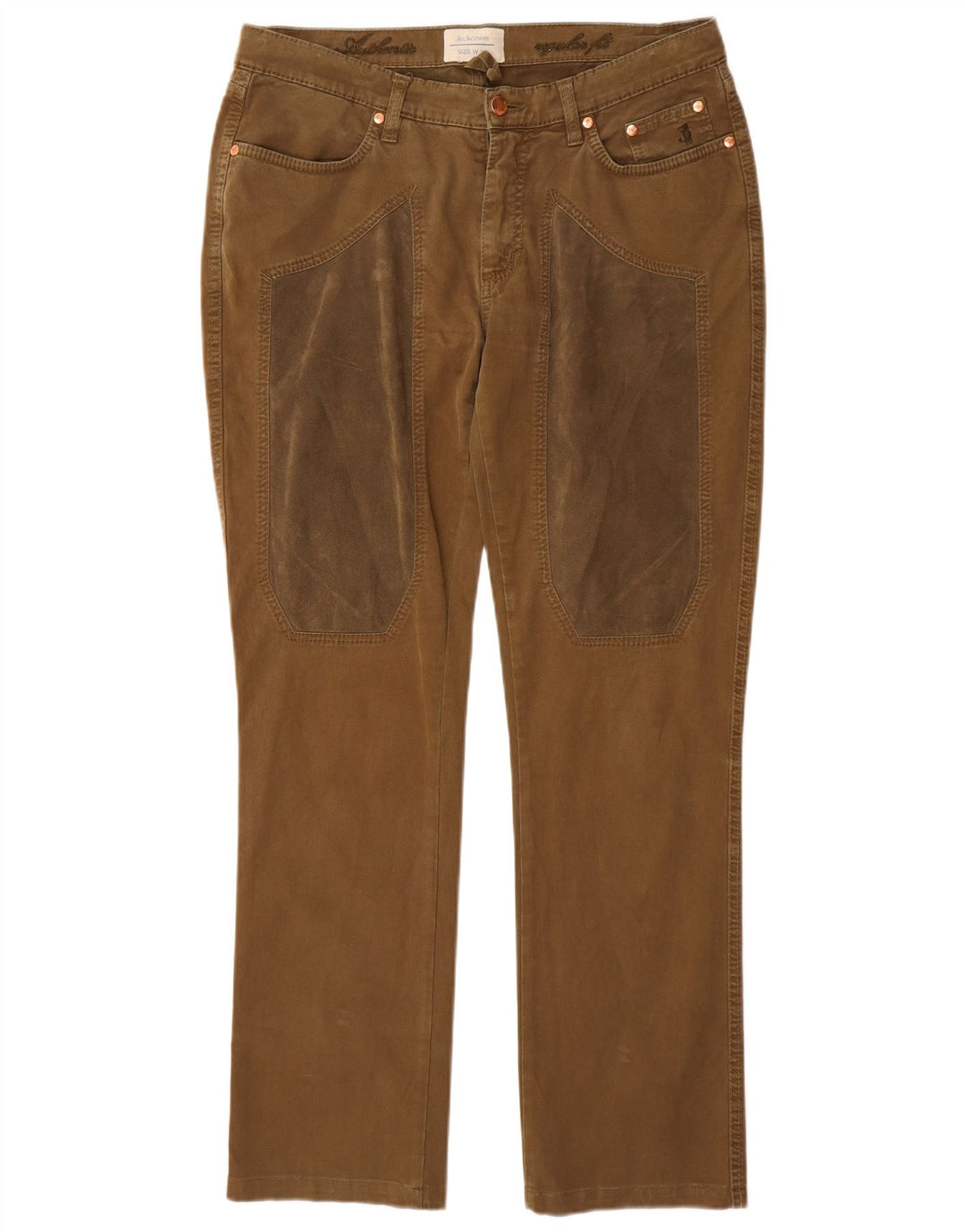 Calça feminina casual reta JECKERSON W33 L31 algodão marrom
